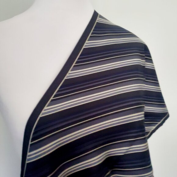 VTG Men's Silk & Wool Scarf Diagonal Grey Pinstripe Old Money Luxe Design Long - Picture 3 of 10